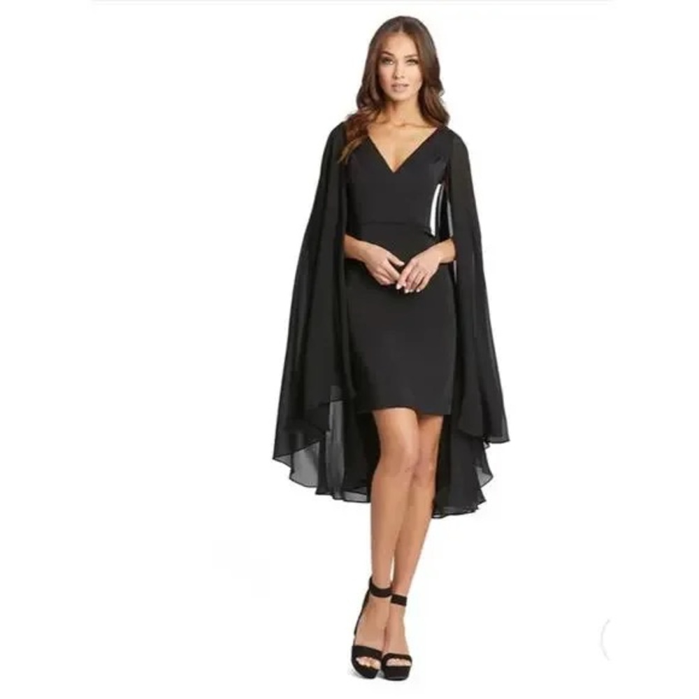 Mac Duggal Ieena size 8 (see desc) Cape Sleeve Plunging V-Neck Fitted Dress